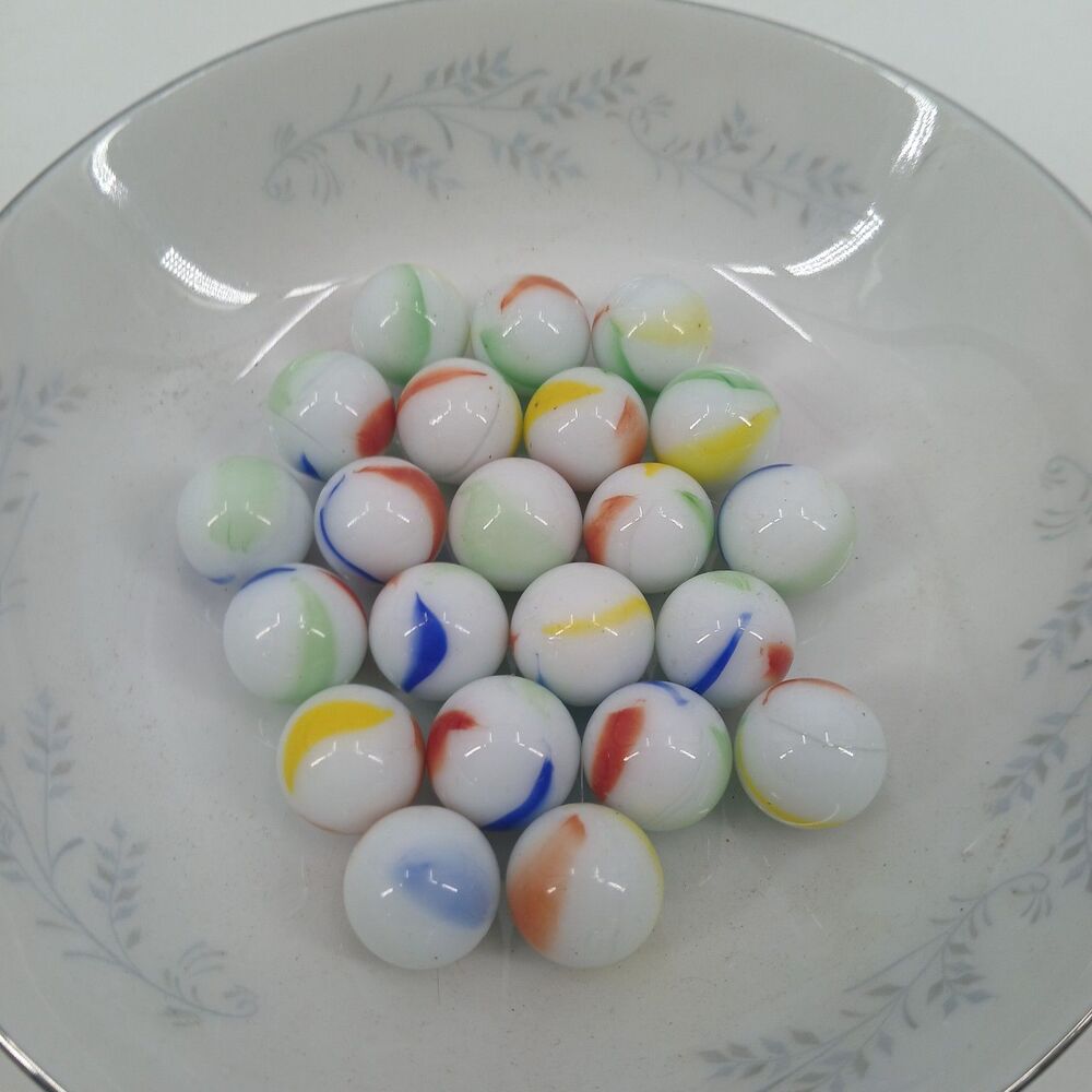 Vintage Glass Marbles Lot of 22 Colorful Swirl Cat Eye Patch Marbles
